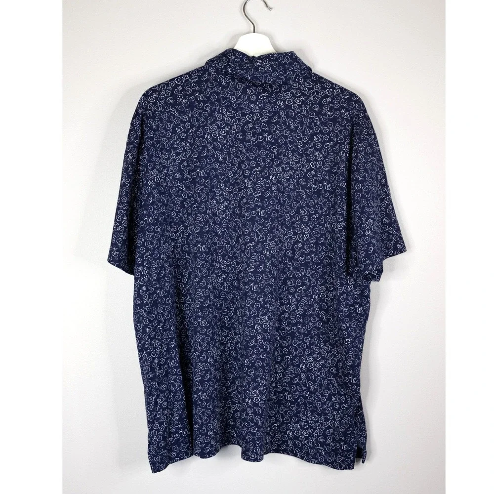 Polo Ralph Lauren Polo Shirt Mens XXL Navy Blue Excellent Floral Custom Slim Fit